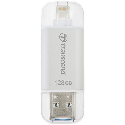 

Transcend 128GBJDG300 Apple, телефон вспышки телефон компаньон Молния, USB 3.1 двойной разъем Apple официальный MF сертификации серебро