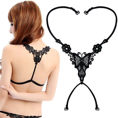 

Women Sexy Stunning Underwear Butterfly Rhinestone Bra Shoulder Cross Straps