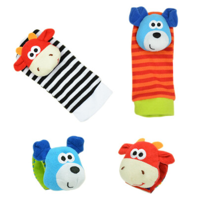 

New Baby Soft Handbells Hand Wrist Strap Rattles Animal Socks Baby Toys