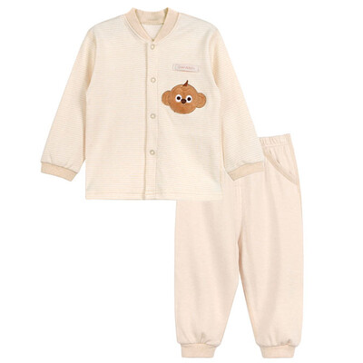 

Xin Song baby color cotton cardigan suit newborn spring and autumn color cotton underwear shirt pants suit shallow card its monkey C292D80