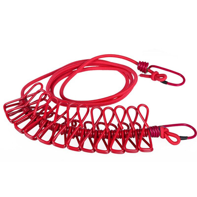 

Bancaini Travel Portable Multi-Function Clothes Clothes Rack Windproof Stretch Coat 12 Clothes Clothes Rope Red