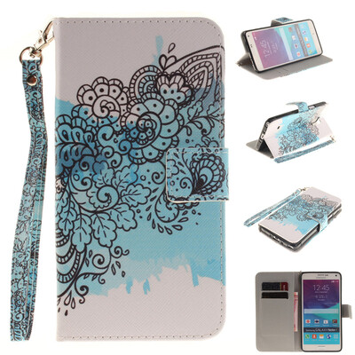 

Butterfly flowers Design PU Leather Flip Cover Wallet Card Holder Case for SAMSUNG GALAXY NOTE 4