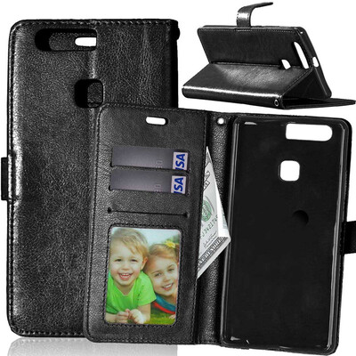

Black Style Classic Flip Cover with Stand Function and Credit Card Slot for HUAWEI P9 Plus