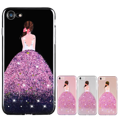 

Pizza Apple iphone7 mobile phone shell Apple 7 mobile phone shell sleeve drop ip7 diamond with lanyard hole silicone woman dress pink