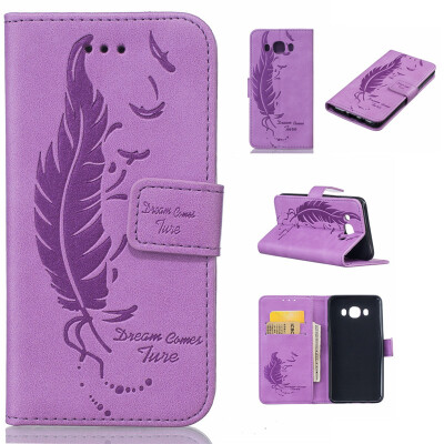 

Purple Plumes and birds Embossed PU Leather Wallet Case Classic Flip Cover with Stand Function and Credit Card Slot for SAMSUNG Ga