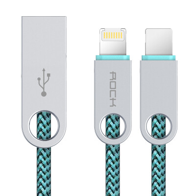 

Locke (ROCK) Apple 6 / Andrews dual-use charging cable zinc alloy two-in-one data cable for iPhone7plus / 6s millet Samsung Huawei Peacock Blue