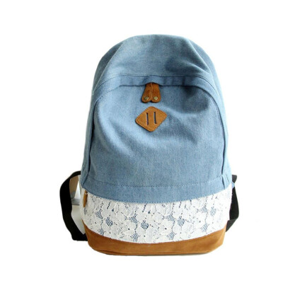 

MyMei Fashion Lace Denim Women Canvas Backpack School Bag