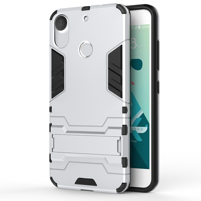 

Silver Slim Robot Armor Kickstand Shockproof Hard Rugged Rubber Back Case For HTC Desire 10 Pro