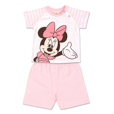 

Disney baby children's short-sleeved shorts suit jacket pants out of the shoulder set suit 831610266 pink 66 yards