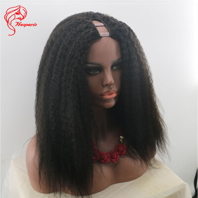 

Hesperis New Fluffy 150 Density Brazilian Kinky Straight Wigs Glueless U Part Human Hair Wigs For African American