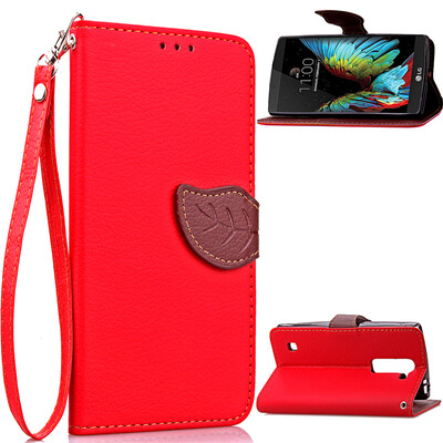 

Red Design PU Leather Flip Cover Wallet Card Holder Case for LG K10