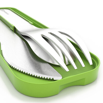 

Monbento stainless steel portable tableware knife and fork spoon three - piece set MBPOCKET gray 1007 01 010