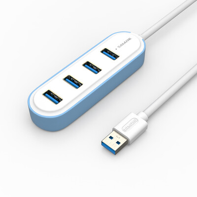 

Shanze SAMZHE JXQ-C08 USB splitter USB30 high-speed expansion of the distinguished fashion 4-port HUB hub with dual power supply 12 meters light blue