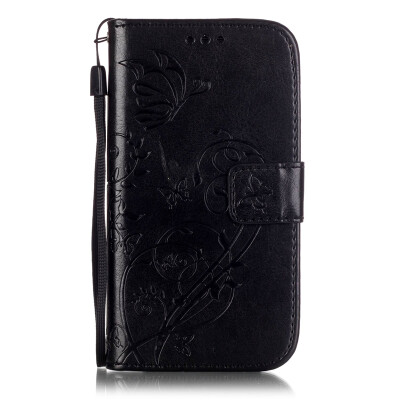 

Black Flower Design PU Leather Flip Cover Wallet Card Holder Case for SAMSUNG S2