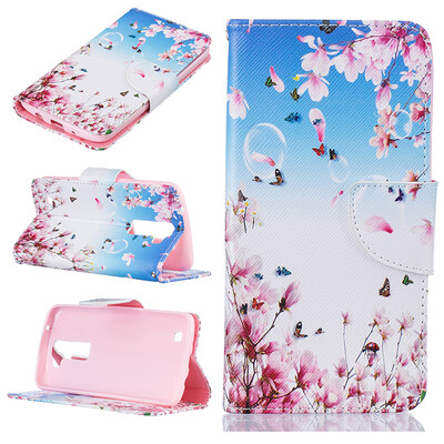 

Orchid butterfly Design PU Leather Flip Cover Wallet Card Holder Case for LG K7K8
