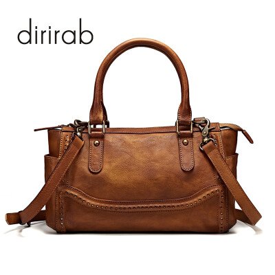 

Dirirab ladies handbag import cowhide Boston bag shoulder handbag diagonal package fashion retro first layer leather wallet