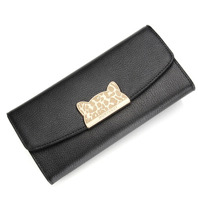 

Montessori MONTAGUT long wallet women&39s leather three fold folding multi-card Korean version of the cat head cute wallets R5322069113 black