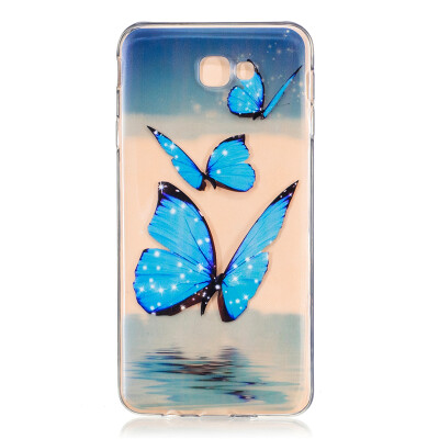 

Blue butterfly Dress girl Pattern Soft Thin TPU Rubber Silicone Gel Case Cover for SAMSUNG Galaxy J7 Prime