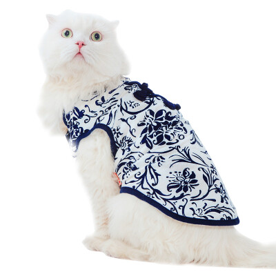 

Jingdong supermarket] Huayuan pet (hoopet) blue and white porcelain pet cheongsam cat and dog clothes spring and summer dog dog feet