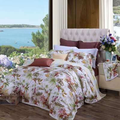 

Fu Anna home textiles package 60 sets of satin Tencel bed four sets of summer cool bed sheets quilt boat boat over 18 meters bed 230 229cm yellow