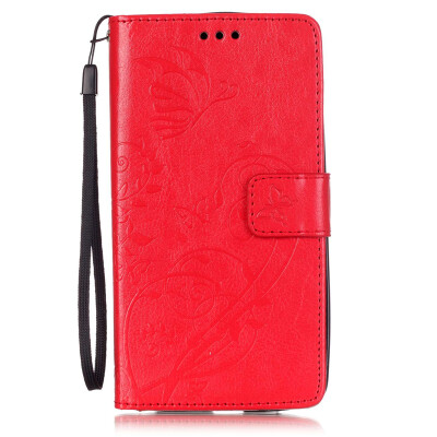 

Red Flower Design PU Leather Flip Cover Wallet Card Holder Case for MOTO X PLAY