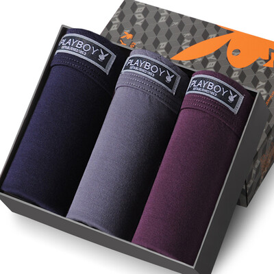 

Playboy 5267 Men&39s underwear Men&39s flat pants plus fat to increase the code fat guy guitar pants waist stretch loose shorts 3 gift box multi-color