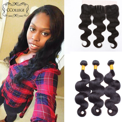 

CCollege Hair Brazilian Body Wave With Frontal 3 Bundles Brazilian Body Wave Lace Frontal Band With Bundles Free Shipping