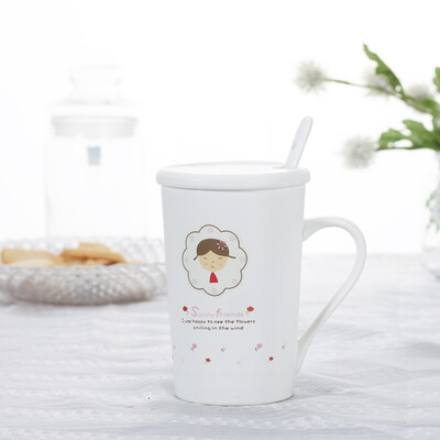 

Jie Yajie glass cup with ceramic cup sunshine series 320ml mug (send ceramic spoon) 5921 green