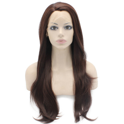 

Long Straight Dark Auburn Natural Hand Tied Lace Front Wig