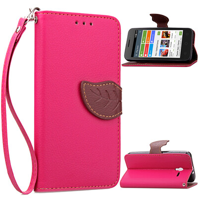 

Pink Design PU Leather Flip Cover Wallet Card Holder Case for Alcatel OneTouch Pixi3 45