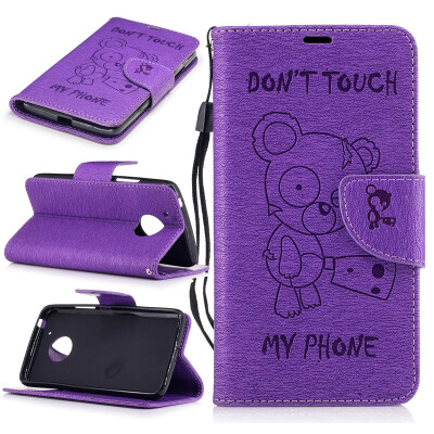 

Purple Bear Style Embossing Classic Flip Cover with Stand Function and Credit Card Slot for Motorola Moto G5