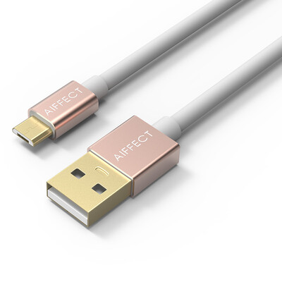 

Eiffel AIFFECT UM2A1-RR15 aluminum shell security cable mobile phone flat panel data cable Micro USB power cord support millet Huawei&other rose gold 15 meters