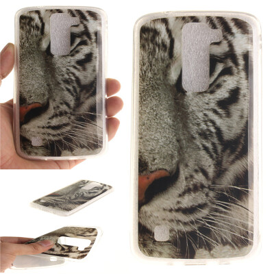 

White Tiger Pattern Soft Thin TPU Rubber Silicone Gel Case Cover for LG K8