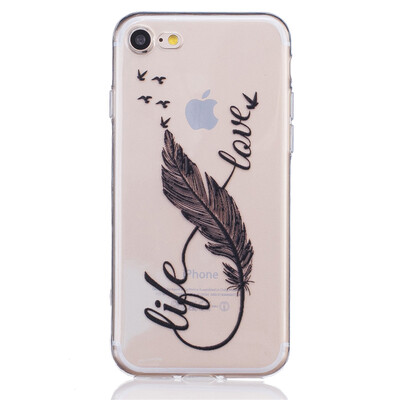 

8 Words feathers Dress girl Pattern Soft Thin TPU Rubber Silicone Gel Case Cover for IPHONE 7