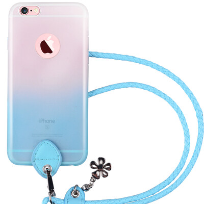

Pizza Apple iphone6plus phone case with lanyard apple 6splus mobile phone shell female models silicone drop drop blue 5.5 inch