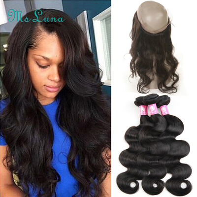 

360 Lace Frontal Closure With 3 Bundles Peruvian Pre Plucked 360 Lace Frontal With Bundle Body Wave Human Virgin Hair