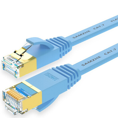 

Shanze SAMZHE CAT-703B seven CAT7 flat cable network gold-plated shielded twisted-pair network cable computer network jumper 7 category finished cable blue 3 meters