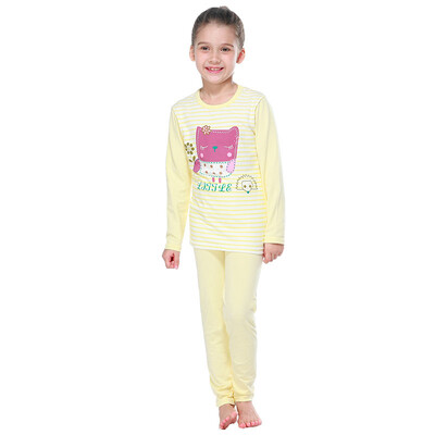 

Red beans (Hodo) children's underwear suit men and women in the big children autumn and winter cartoon printing HD5386 light yellow 160