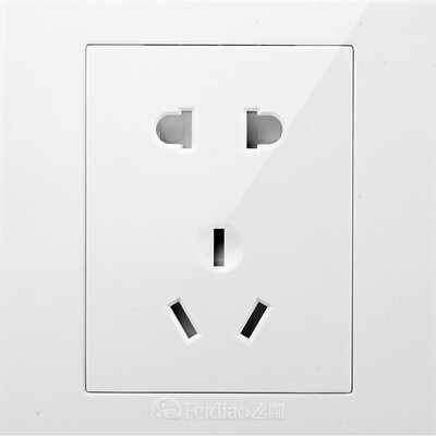 

Feidiao feidiao switch socket panel five hole socket 10A two three plug power wall socket 86 A6 dimension square white