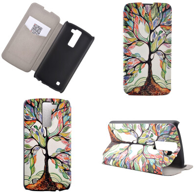 

Colorful Tree Design PU Leather Flip Cover Wallet Card Holder Case for LG K8