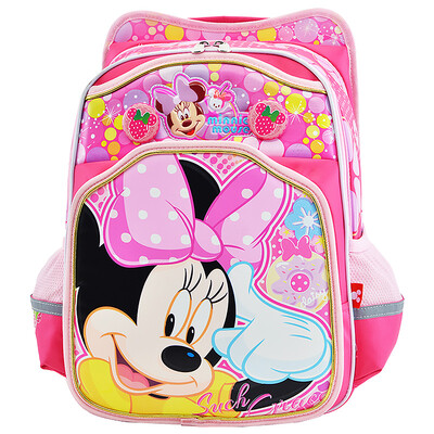 

Disney (ученики начальной школы школьные сумки девочки рюкзак мультфильм 3D потеря руля сумки мешок для детей женские модели DB96090B (порошок Минни)