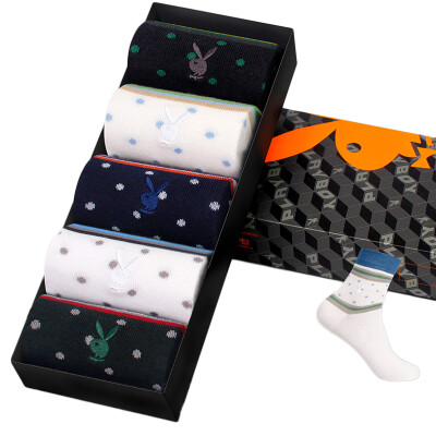 

[Jingdong supermarket] Playboy (PLAYBOY) 2683 socks men socks cotton in the cylinder sports business leisure breathable stripes men's cotton socks 5 pairs of gift boxes bleach group multi-color uniform