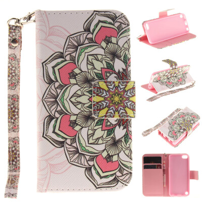 

Multilateral flowers Design PU Leather Flip Cover Wallet Card Holder Case for iPad Touch 5/6