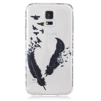 

Two feathers Pattern Soft Thin TPU Rubber Silicone Gel Case Cover for SAMSUNG GALAXY S5