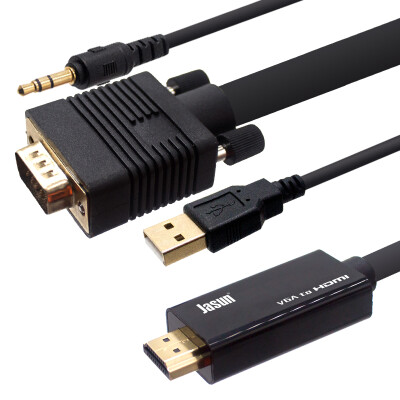 

Преобразовательный кабель JASUN VGA to HDMI 8-метровая линия для ТВ-монитора высокой четкости Поддержка ноутбука / настольного / ТВ-проектора 1080P JS-086