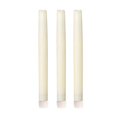 

9 Inches Melted Led Taper Candles with TimerBattery OperatedIvoryPack of 3
