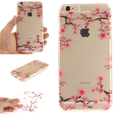 

Up&down plum blossom Pattern Soft Thin TPU Rubber Silicone Gel Case Cover for IPHONE 6 Plus