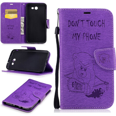 

Purple Bear Style Embossing Classic Flip Cover with Stand Function and Credit Card Slot for Samsung Galaxy J7 2017/J710