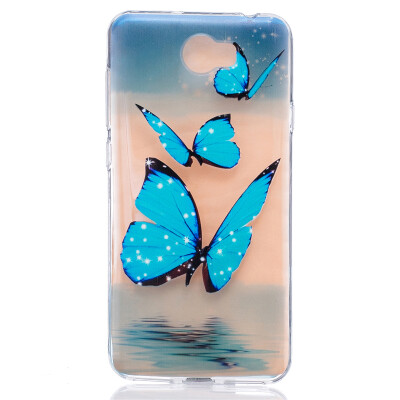 

Blue butterfly Dress girl Pattern Soft Thin TPU Rubber Silicone Gel Case Cover for HUAWEI Y5 II