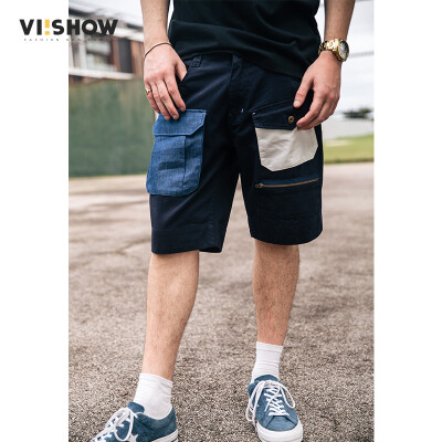 

Wei Xiu viishow casual shorts male multi-bag tooling shorts hit color men's pants ND11881721 navy blue XL